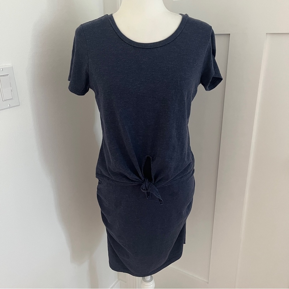 Sundry T- Shirt Dress Blue Knotted Tie Knot Front Short Sleeve Sz 2 (M) *Z4 - Picture 2 of 4